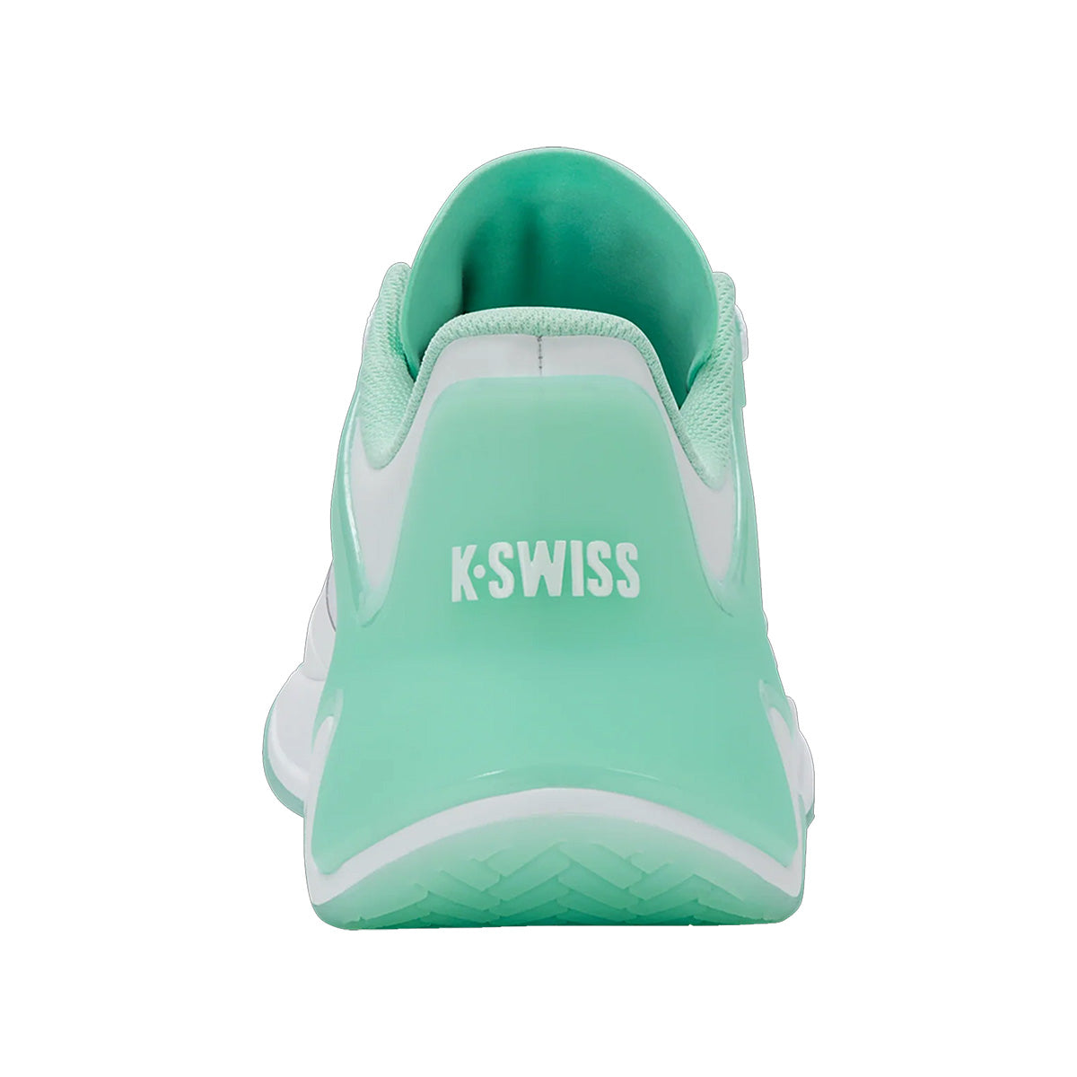 K-Swiss K-Frame Women’s Pickleball Shoes White Neon Mint Hot Neon Pink  Heel