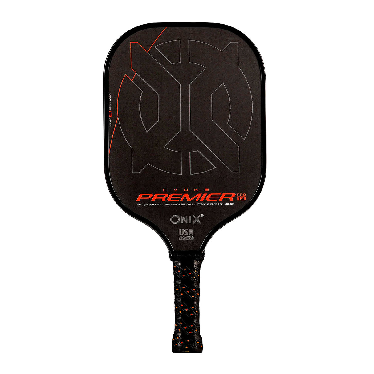 Onix Evoke Premiere Pro Raw Carbon Pickleball Paddle 12mm orange