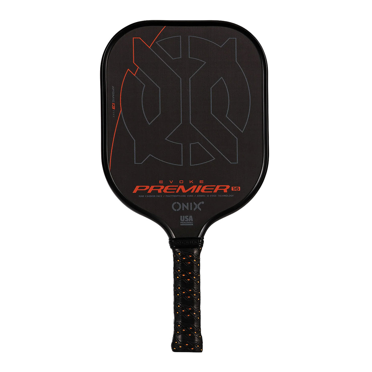 Onix Evoke Premiere Pro Raw Carbon Pickleball Paddle 16mm orange