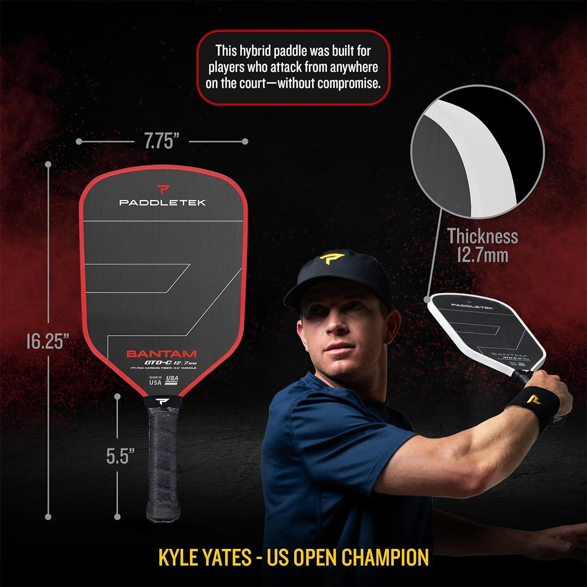 Paddletek Bantam GTO-C 12.7mm Pickleball Paddle Specs