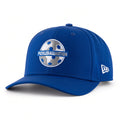 Pickleball Nation 9Seventy New Era Stretch Snap Hat - blue with grey and white logo angle view