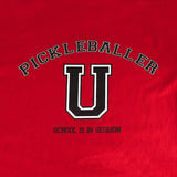 Pickleballer University Graphic T-Shirt Cardinal Red Logo