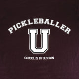 Pickleballer University Graphic T-Shirt Maroon Logo