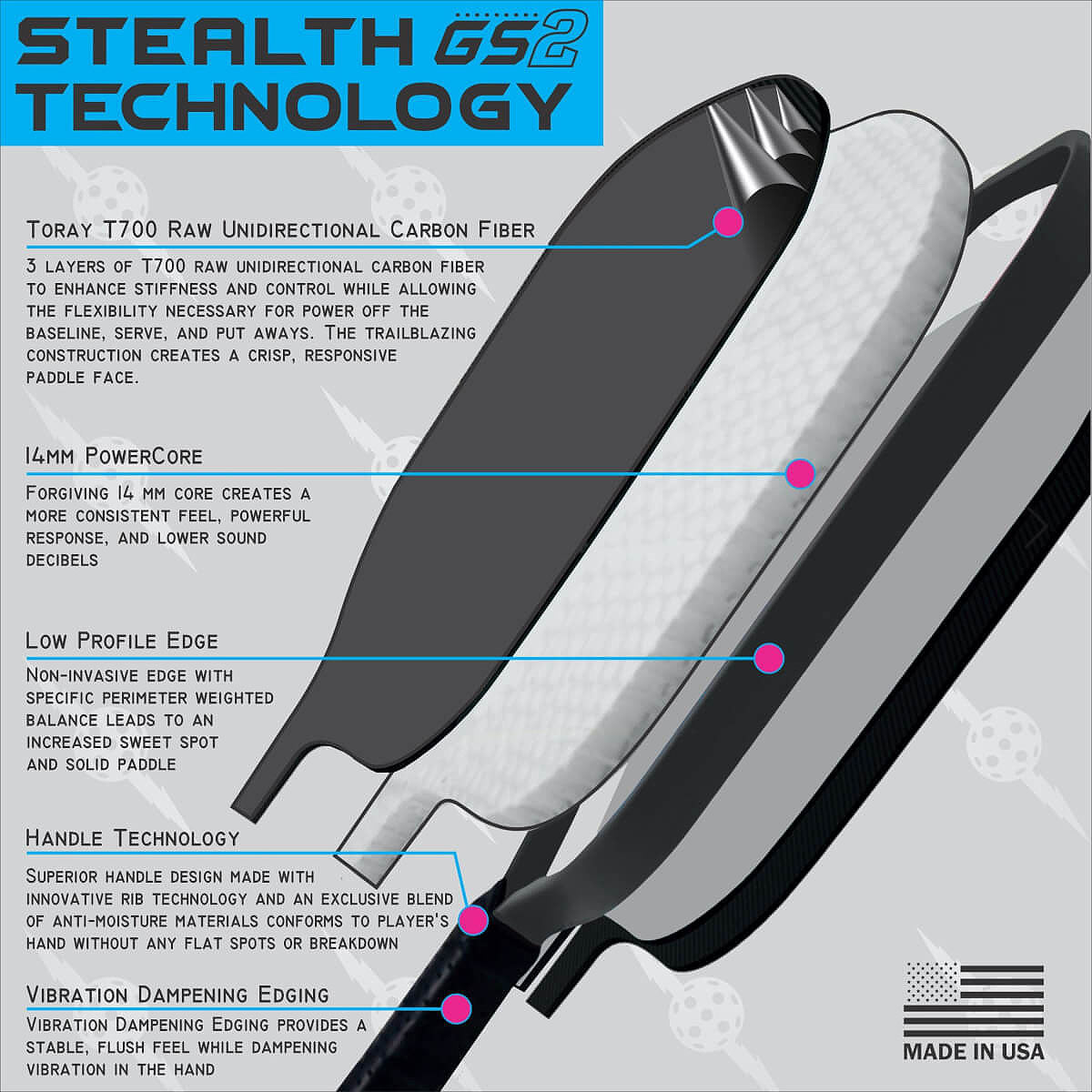 PROLITE Stealth GS2 Raw Carbon Fiber Pickleball Paddle