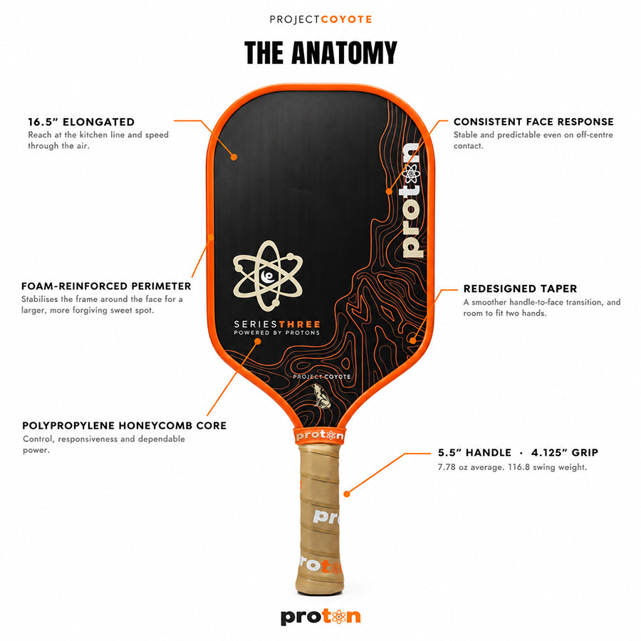 Proton Project Coyote Elongated 15 mm Pickleball Paddle