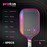 Proton Series Three Project Flamingo Elongated 13mm Pickleball Paddle Specs