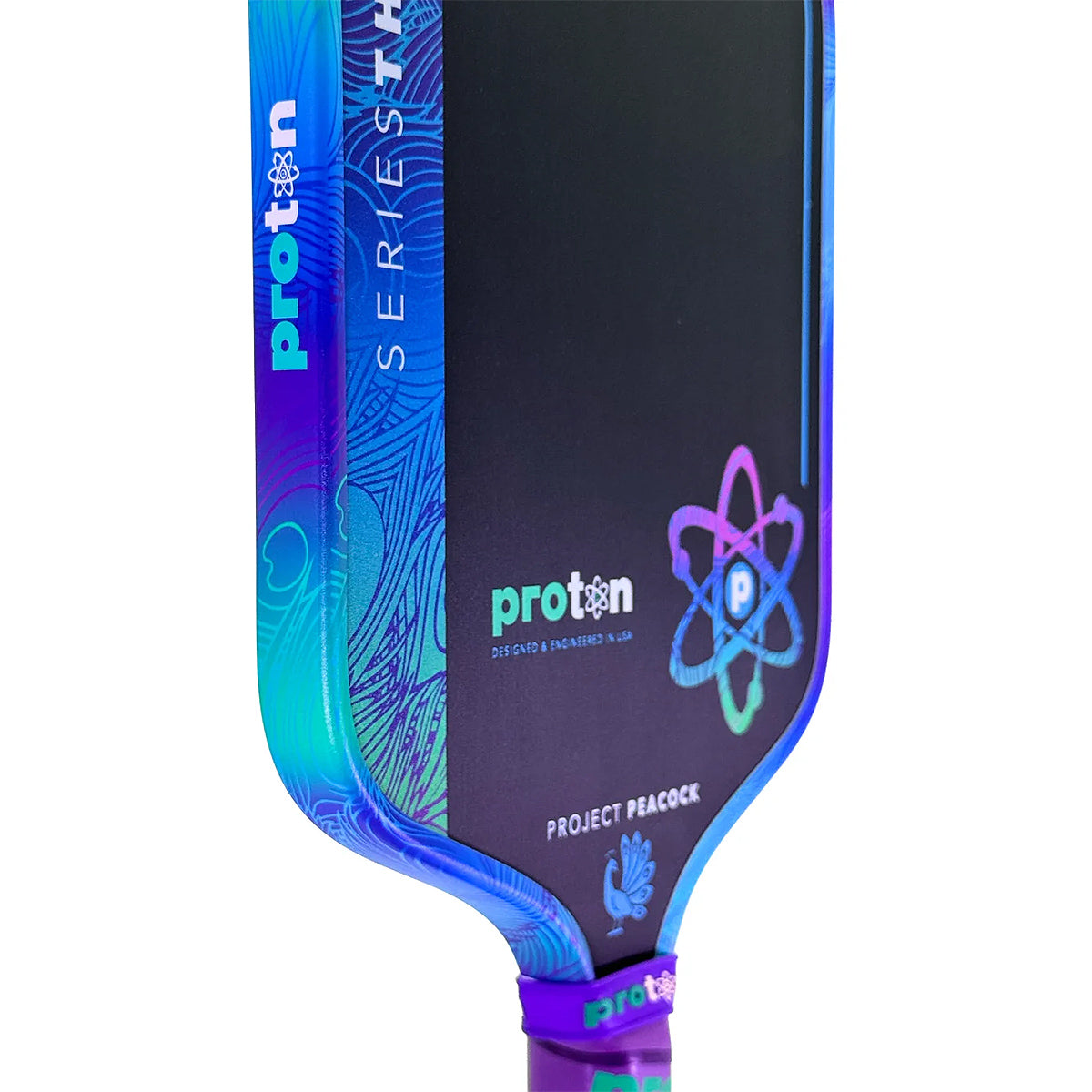 Proton Series Three Project Peacock 15mm Widebody Pickleball Paddle Angle