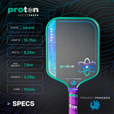 Proton Series Three Project Peacock 13mm Widebody Pickleball Paddle Specs