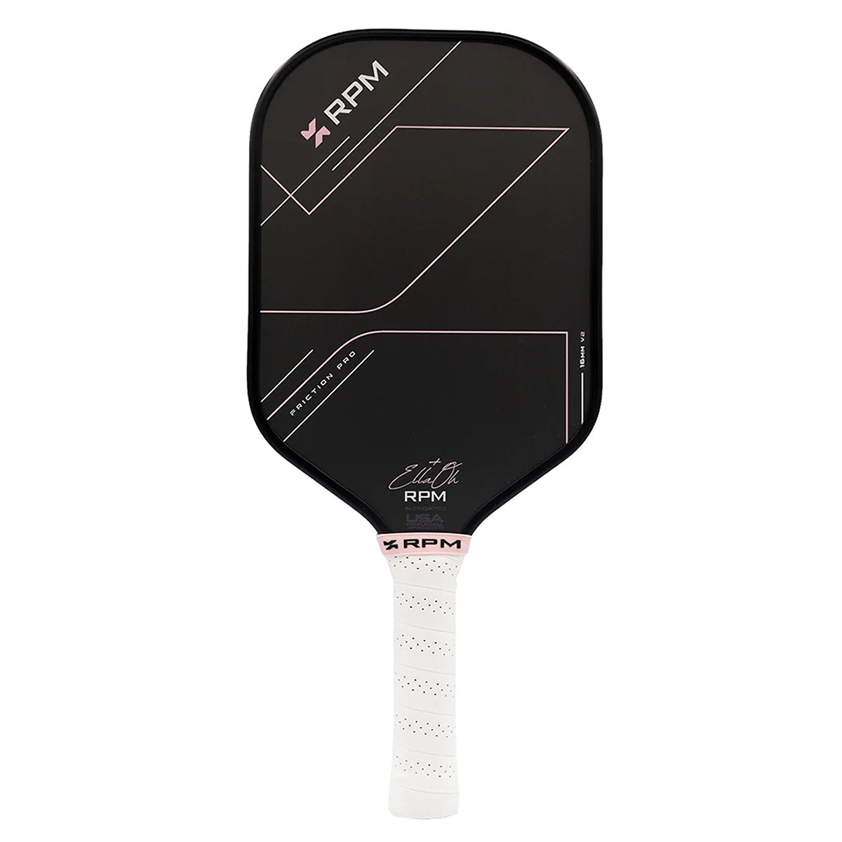RPM Friction Pro V2 Elongated 16mm Pickleball Paddle Pink Front