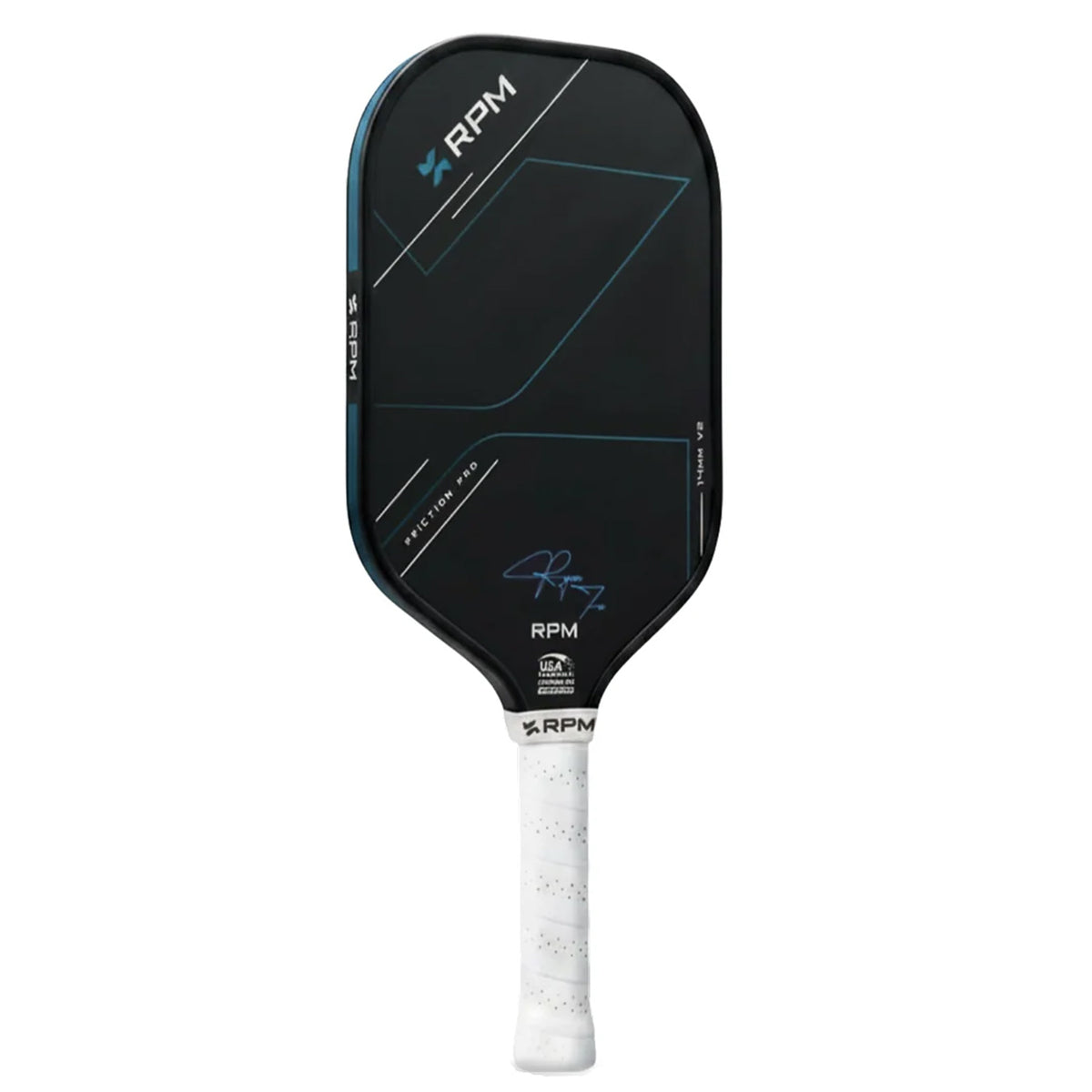 RPM Friction Pro V2 14mm Hybrid Flat Top Pickleball Paddle Angle