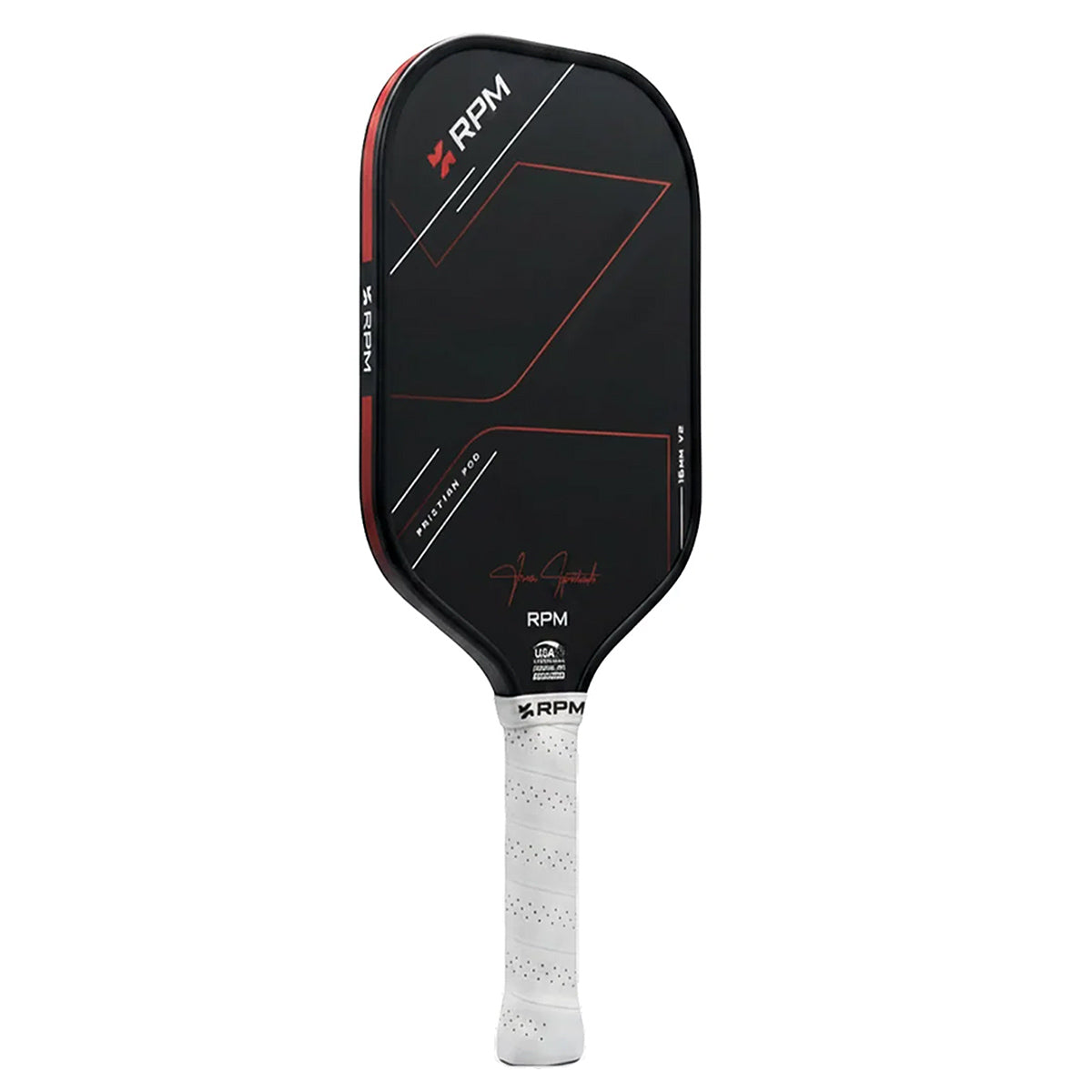 RPM Friction Pro V2 16mm Hybrid Flat Top Pickleball Paddle Angle