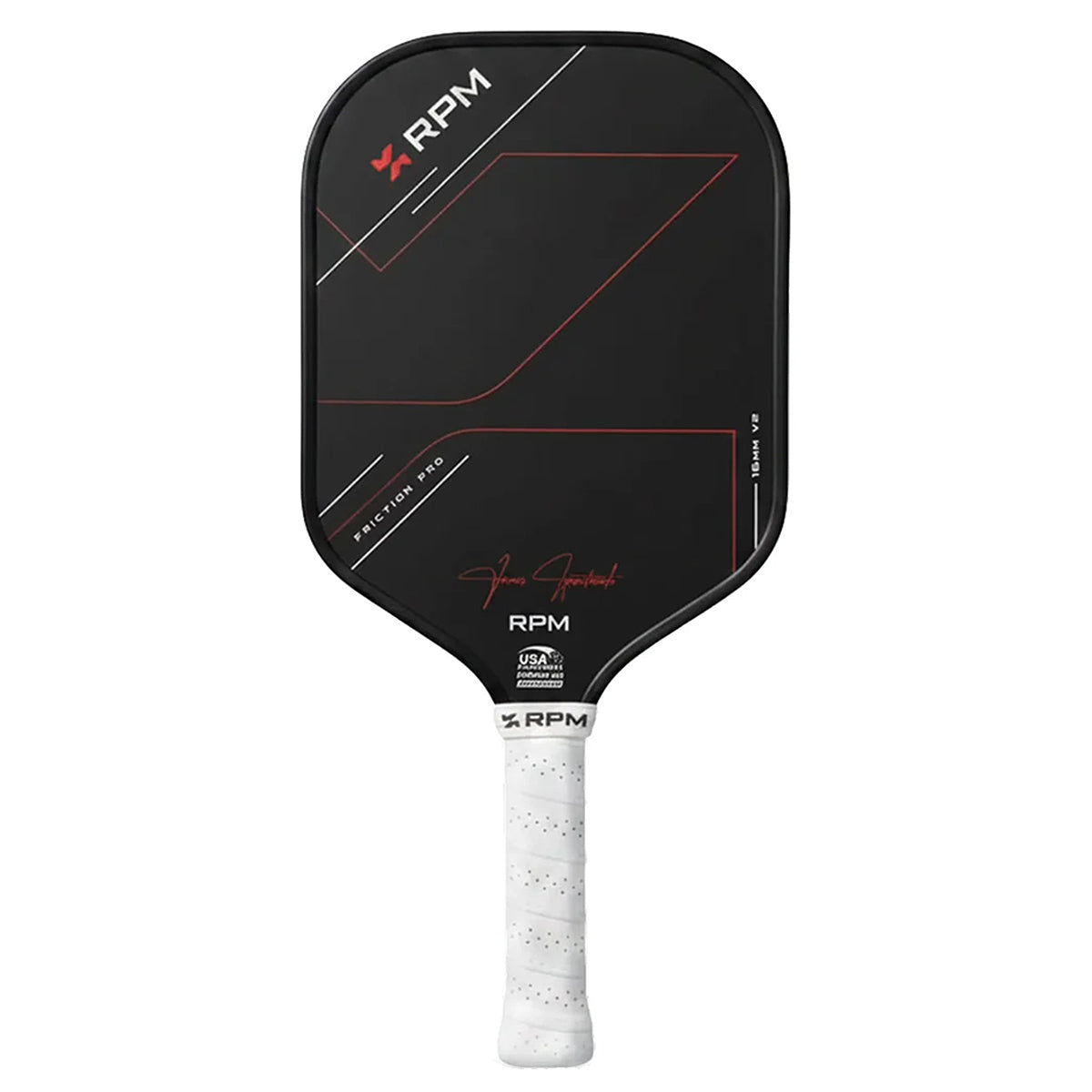 RPM Friction Pro V2 16mm Hybrid Flat Top Pickleball Paddle Front