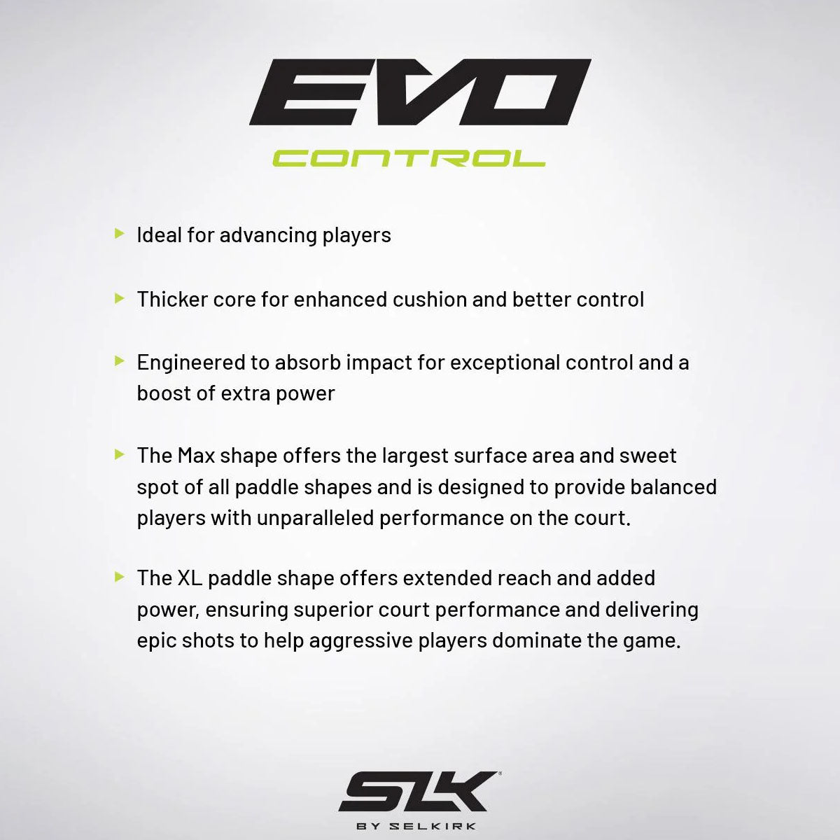 Selkirk SLK Evo Control XL Pickleball Paddle Features