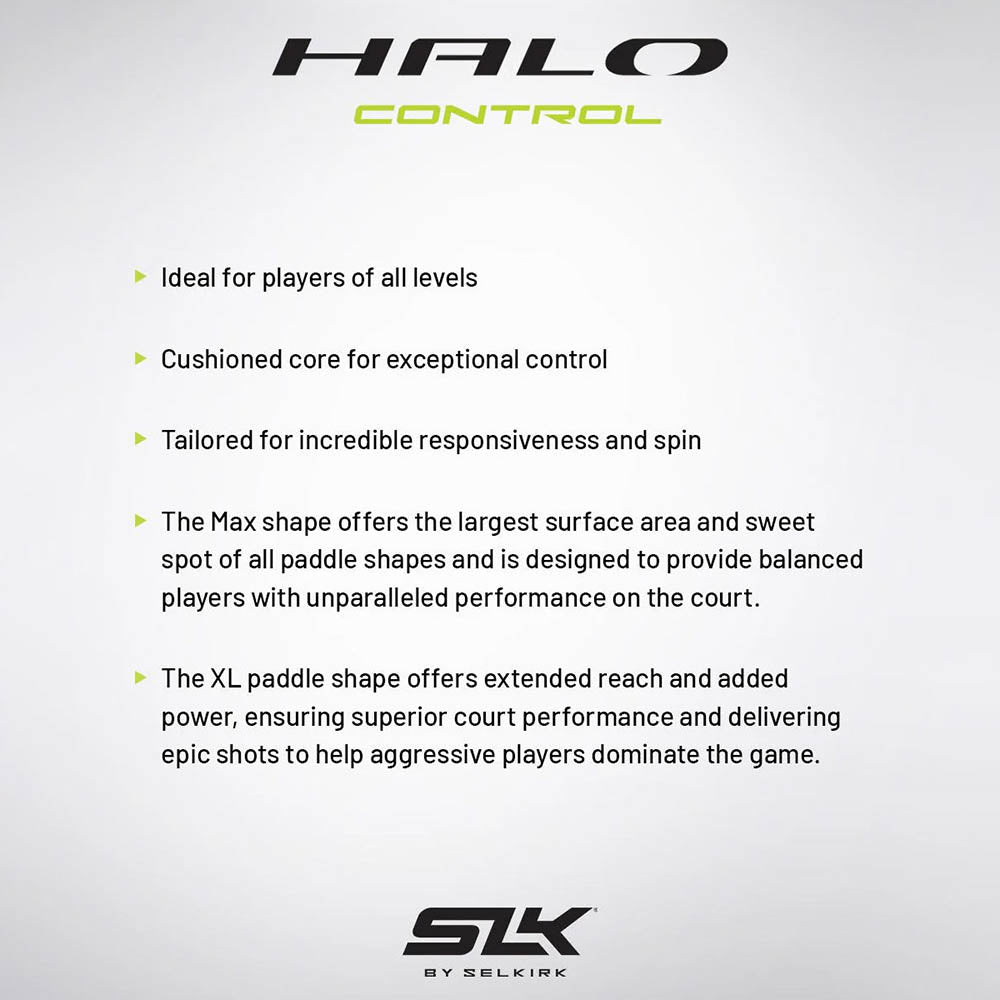 Selkirk SLK Halo Control Max Pickleball Paddle - Bullet Points