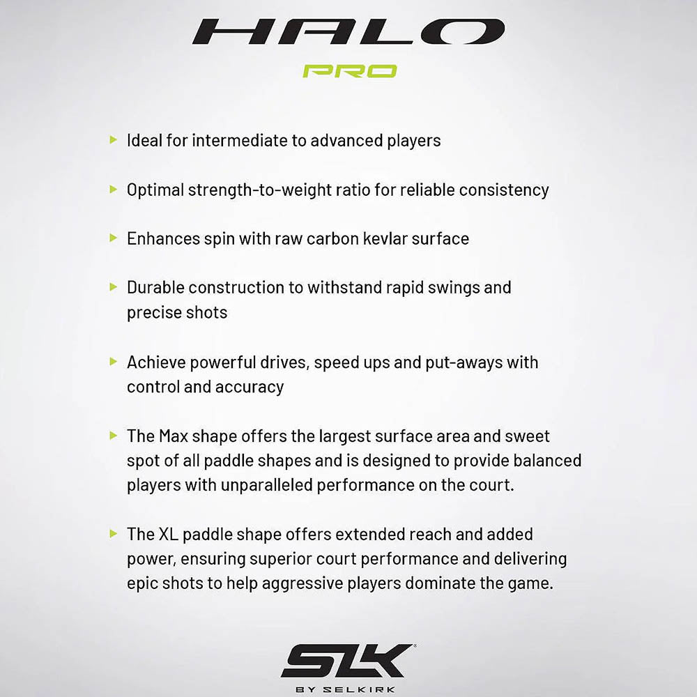 Selkirk SLK Halo Pro Max Pickleball Paddle - Key features