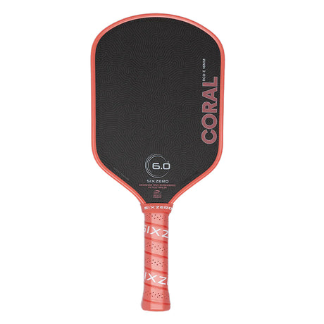 Six Zero Coral 16mm Elongated Pickleball Paddle Coral Pink Front