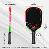 Warping Point Neon Elongated 16mm Pickleball Paddle Specs 3