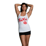 XOXO Pickleball Women’s Racerback Tank White Arms up
