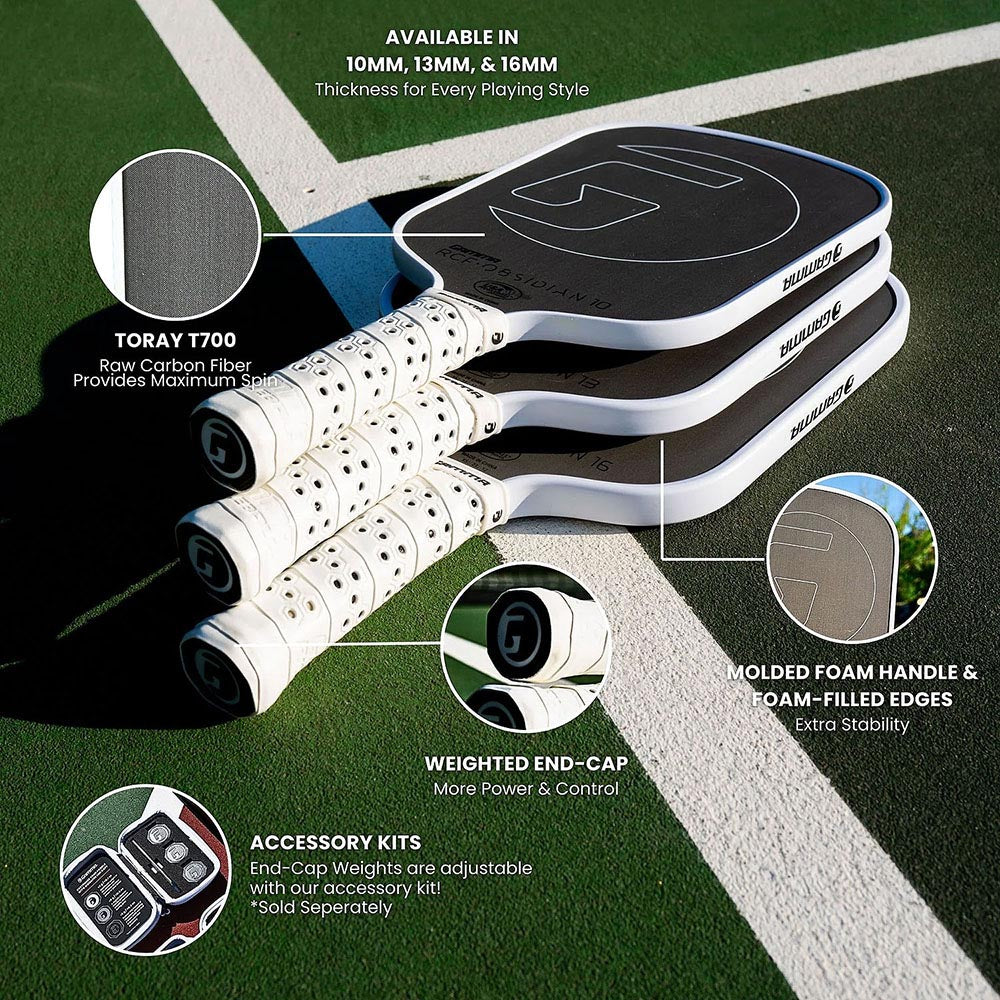 GAMMA RCF Obsidian 13mm All-Court Pickleball Paddle Features